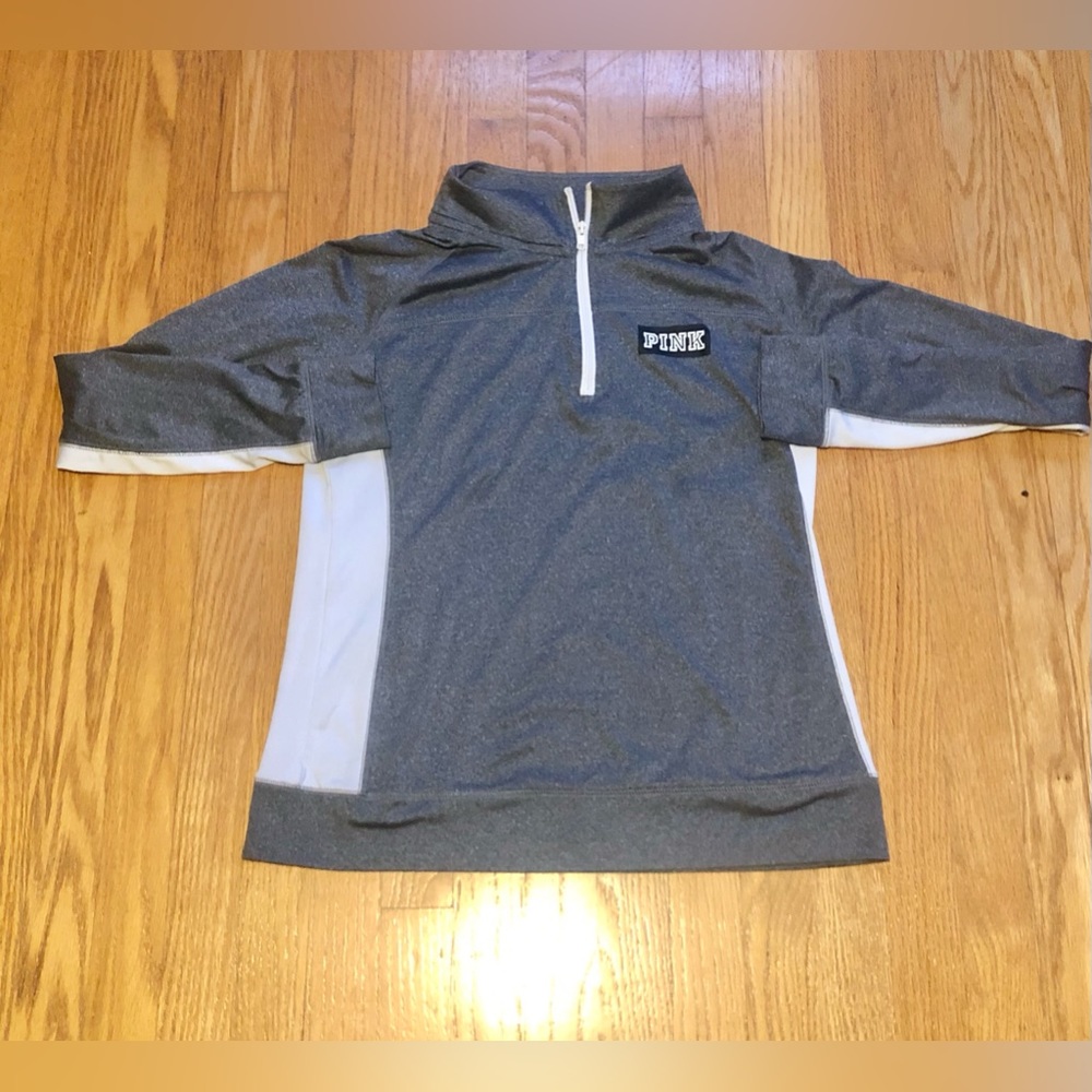 PINK Victoria's Secret Gray and White Sweatshirt